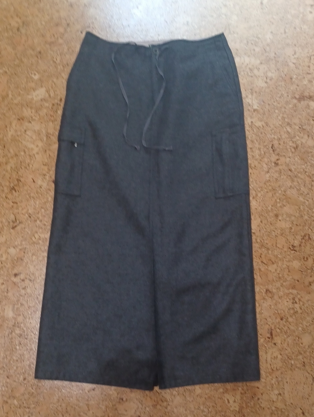 Eddie Bauer Vintage Grey Wool Blend Lined Maxi Cargo Skirt Size 8